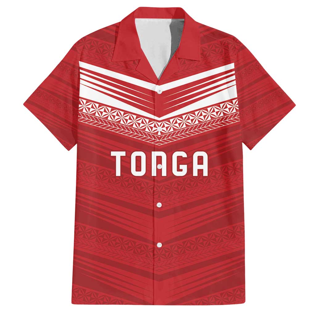 Custom Pacific Rugby Spirit Family Matching Puletasi and Hawaiian Shirt Tonga Ngatu Pride Red Edition - Polynesian Pride