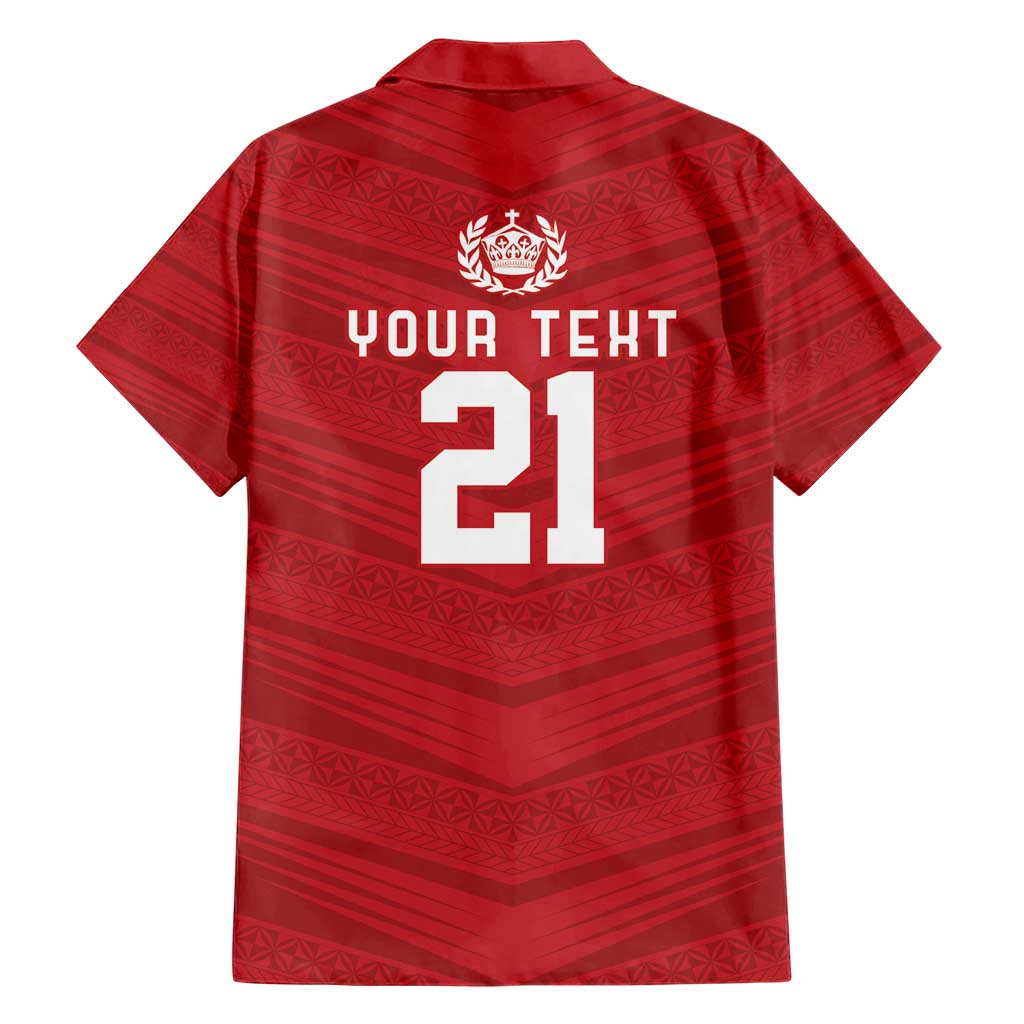 Custom Pacific Rugby Spirit Family Matching Short Sleeve Bodycon Dress and Hawaiian Shirt Tonga Ngatu Pride Red Edition - Polynesian Pride