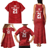 Custom Pacific Rugby Spirit Family Matching Tank Maxi Dress and Hawaiian Shirt Tonga Ngatu Pride Red Edition - Polynesian Pride