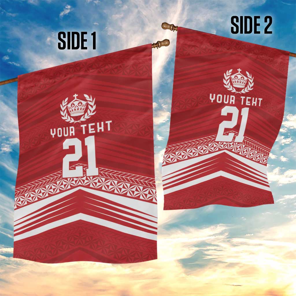 Custom Pacific Rugby Spirit Garden Flag Tonga Ngatu Pride Red Edition - Polynesian Pride
