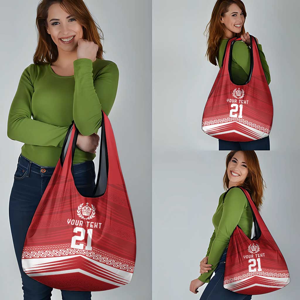 Custom Pacific Rugby Spirit Grocery Bag Tonga Ngatu Pride Red Edition - Polynesian Pride