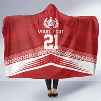 Custom Pacific Rugby Spirit Hooded Blanket Tonga Ngatu Pride Red Edition - Polynesian Pride