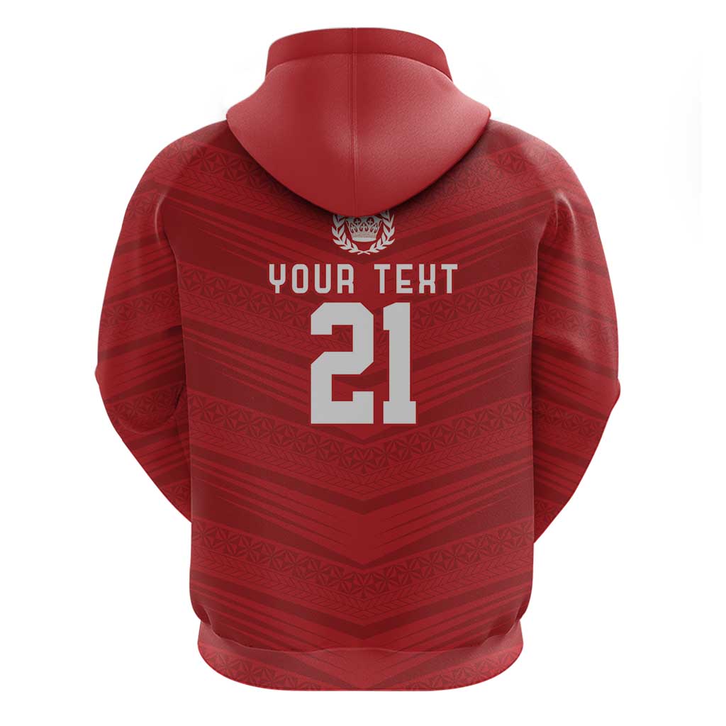 Custom Pacific Rugby Spirit Hoodie Tonga Ngatu Pride Red Edition - Polynesian Pride