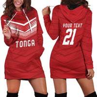 Custom Pacific Rugby Spirit Hoodie Dress Tonga Ngatu Pride Red Edition - Polynesian Pride