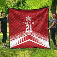 Custom Pacific Rugby Spirit Quilt Tonga Ngatu Pride Red Edition - Polynesian Pride