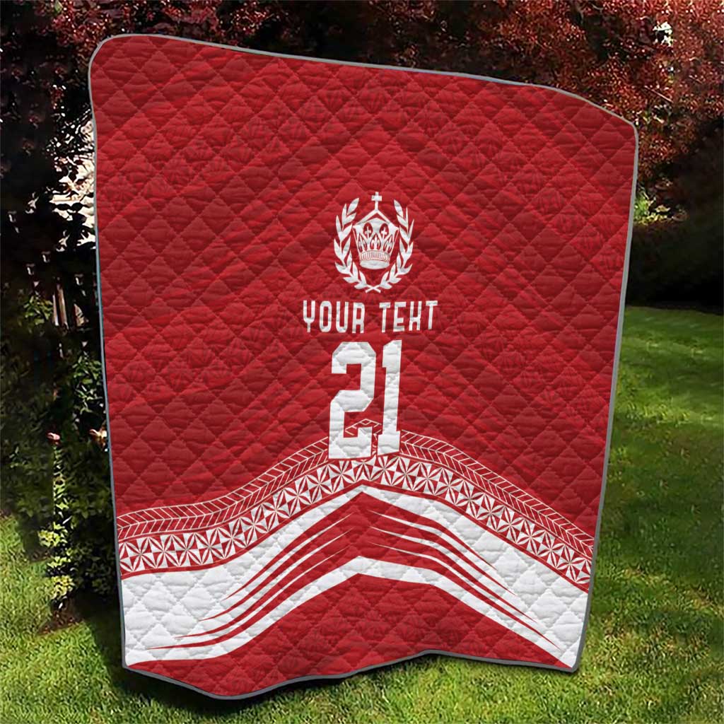 Custom Pacific Rugby Spirit Quilt Tonga Ngatu Pride Red Edition - Polynesian Pride