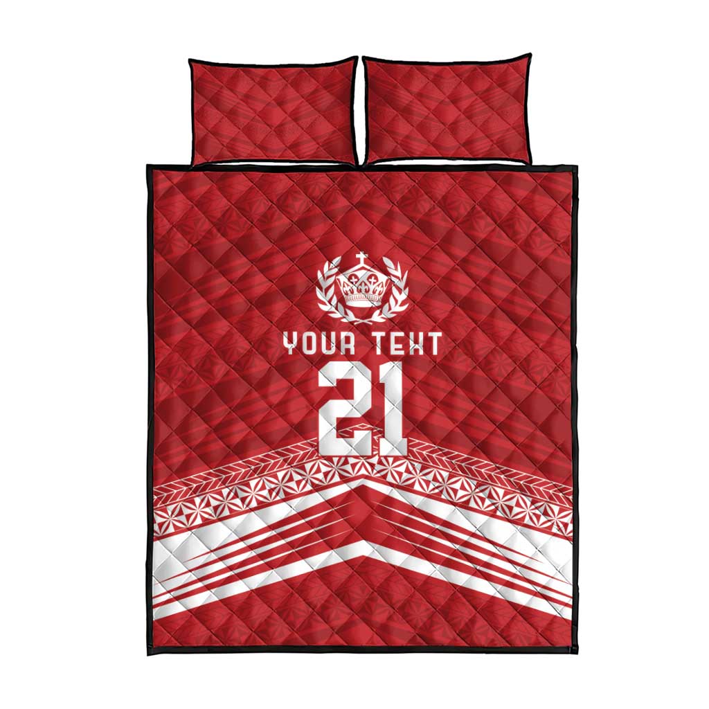 Custom Pacific Rugby Spirit Quilt Bed Set Tonga Ngatu Pride Red Edition - Polynesian Pride