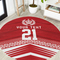 Custom Pacific Rugby Spirit Round Carpet Tonga Ngatu Pride Red Edition - Polynesian Pride