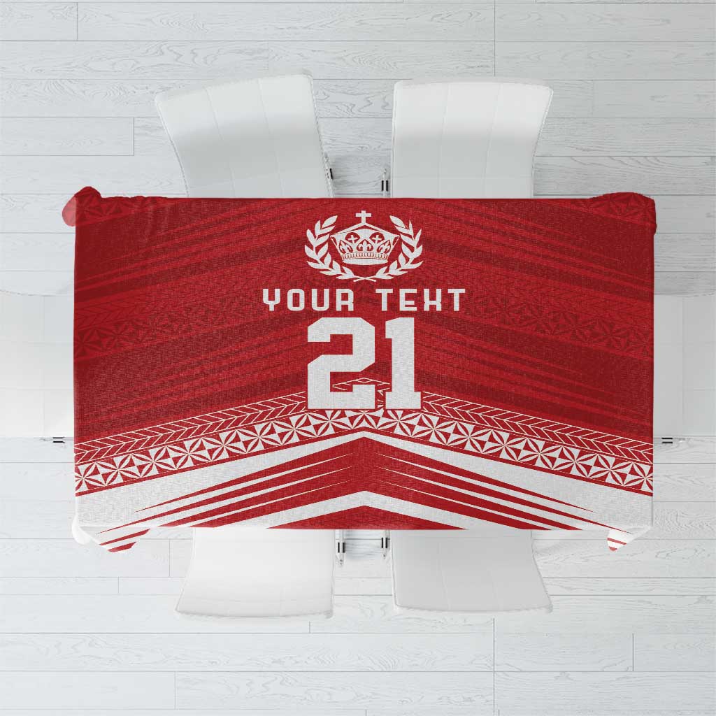 Custom Pacific Rugby Spirit Tablecloth Tonga Ngatu Pride Red Edition - Polynesian Pride