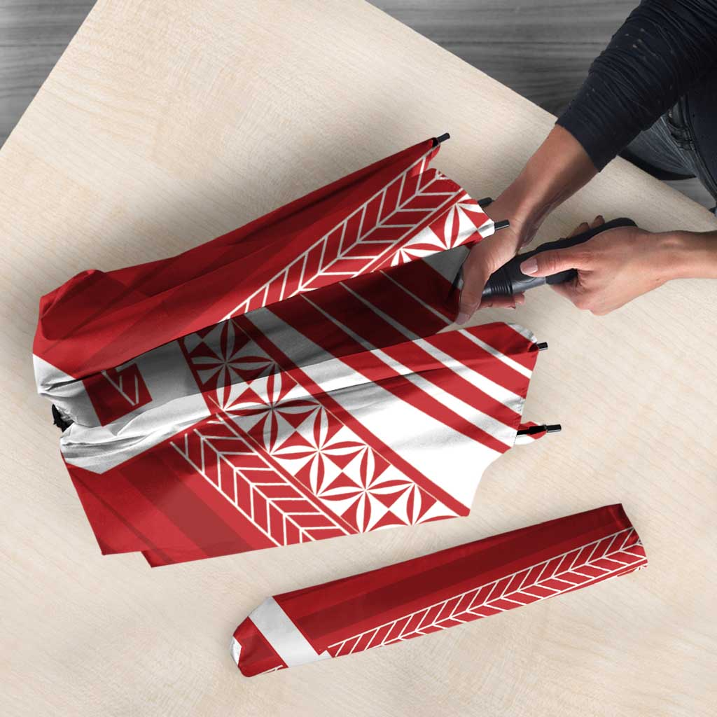 Custom Pacific Rugby Spirit Umbrella Tonga Ngatu Pride Red Edition LT9 - Polynesian Pride