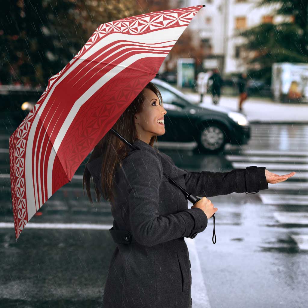 Custom Pacific Rugby Spirit Umbrella Tonga Ngatu Pride Red Edition LT9 - Polynesian Pride