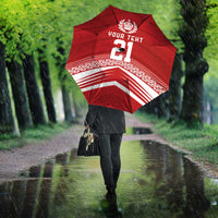 Custom Pacific Rugby Spirit Umbrella Tonga Ngatu Pride Red Edition LT9 - Polynesian Pride