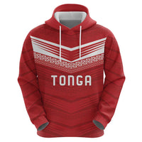 Custom Pacific Rugby Spirit Zip Hoodie Tonga Ngatu Pride Red Edition - Polynesian Pride