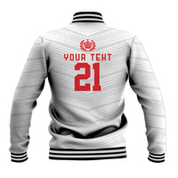 Custom Pacific Rugby Spirit Baseball Jacket Tonga Ngatu Pride White Edition - Polynesian Pride