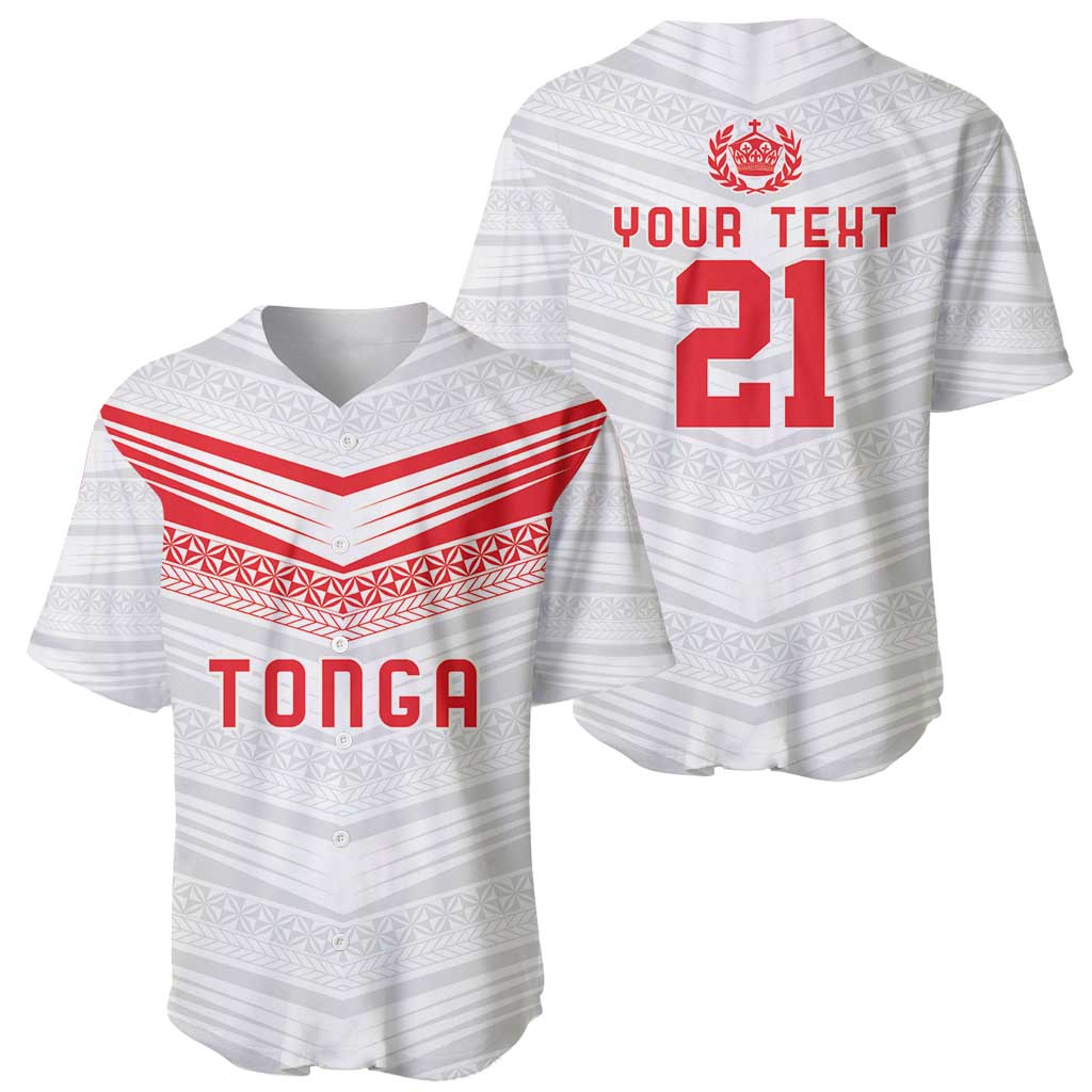 Custom Pacific Rugby Spirit Baseball Jersey Tonga Ngatu Pride White Edition - Polynesian Pride