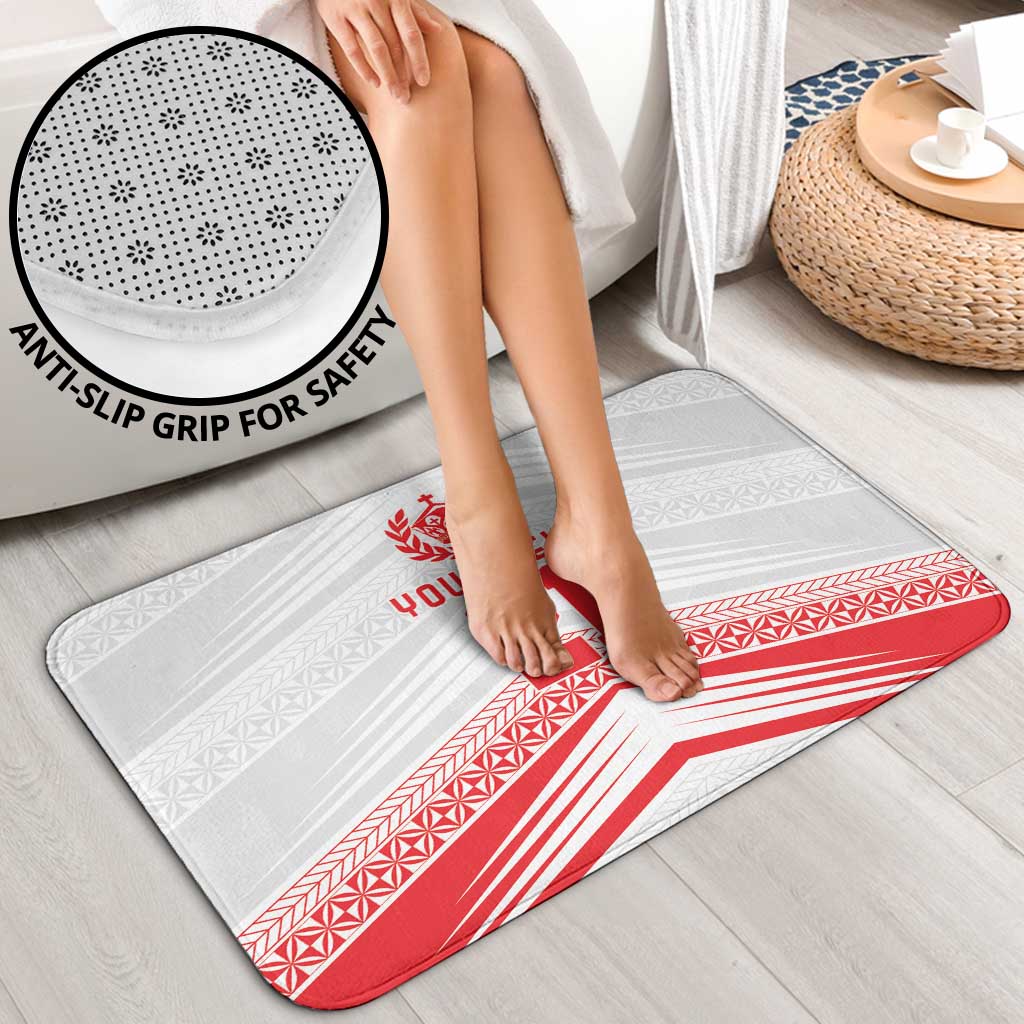 Custom Pacific Rugby Spirit Bathroom Set Tonga Ngatu Pride White Edition - Polynesian Pride