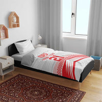 Custom Pacific Rugby Spirit Bedding Set Tonga Ngatu Pride White Edition - Polynesian Pride