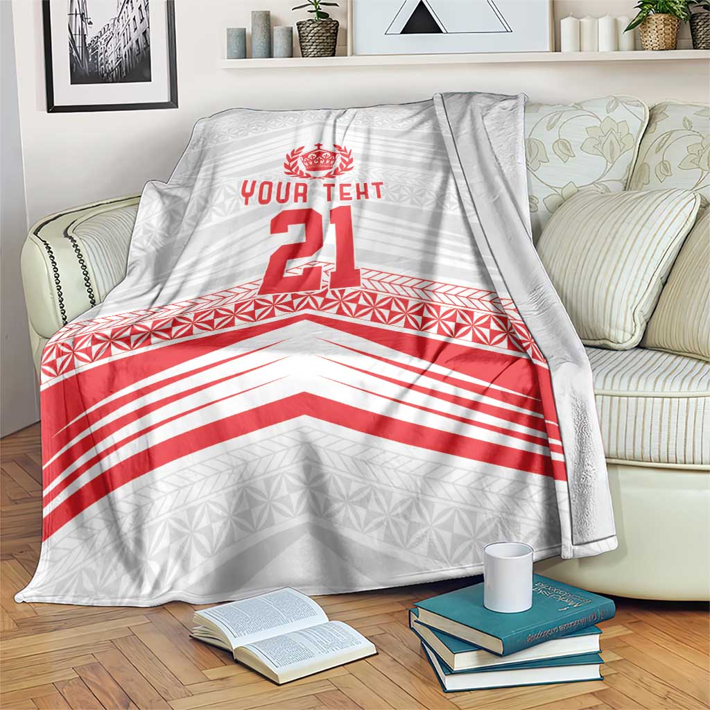 Custom Pacific Rugby Spirit Blanket Tonga Ngatu Pride White Edition - Polynesian Pride
