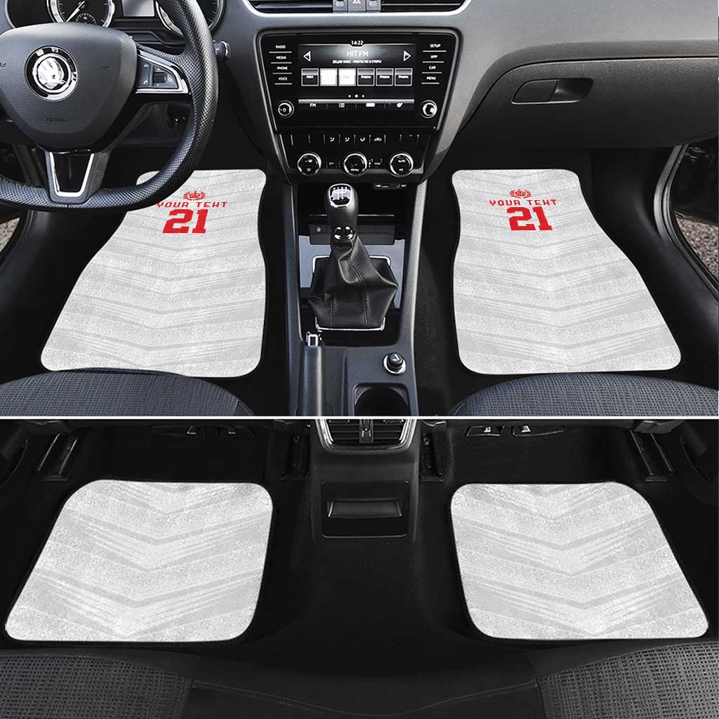 Custom Pacific Rugby Spirit Car Mats Tonga Ngatu Pride White Edition - Polynesian Pride