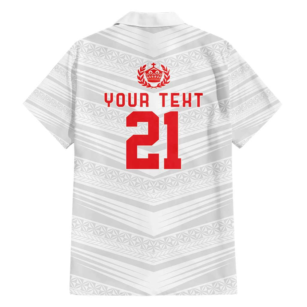 Custom Pacific Rugby Spirit Family Matching Short Sleeve Bodycon Dress and Hawaiian Shirt Tonga Ngatu Pride White Edition - Polynesian Pride