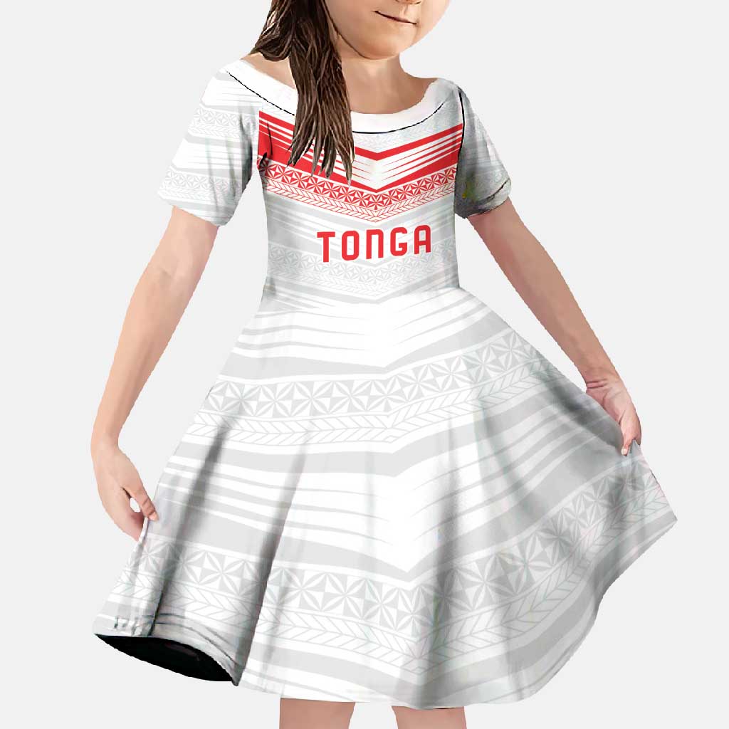 Custom Pacific Rugby Spirit Family Matching Summer Maxi Dress and Hawaiian Shirt Tonga Ngatu Pride White Edition - Polynesian Pride