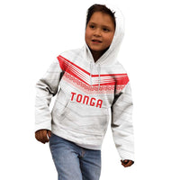 Custom Pacific Rugby Spirit Kid Hoodie Tonga Ngatu Pride White Edition LT9 - Polynesian Pride