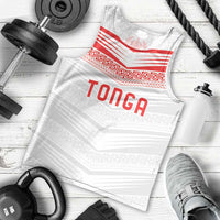 Custom Pacific Rugby Spirit Men Tank Top Tonga Ngatu Pride White Edition - Polynesian Pride