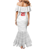 Custom Pacific Rugby Spirit Mermaid Dress Tonga Ngatu Pride White Edition - Polynesian Pride