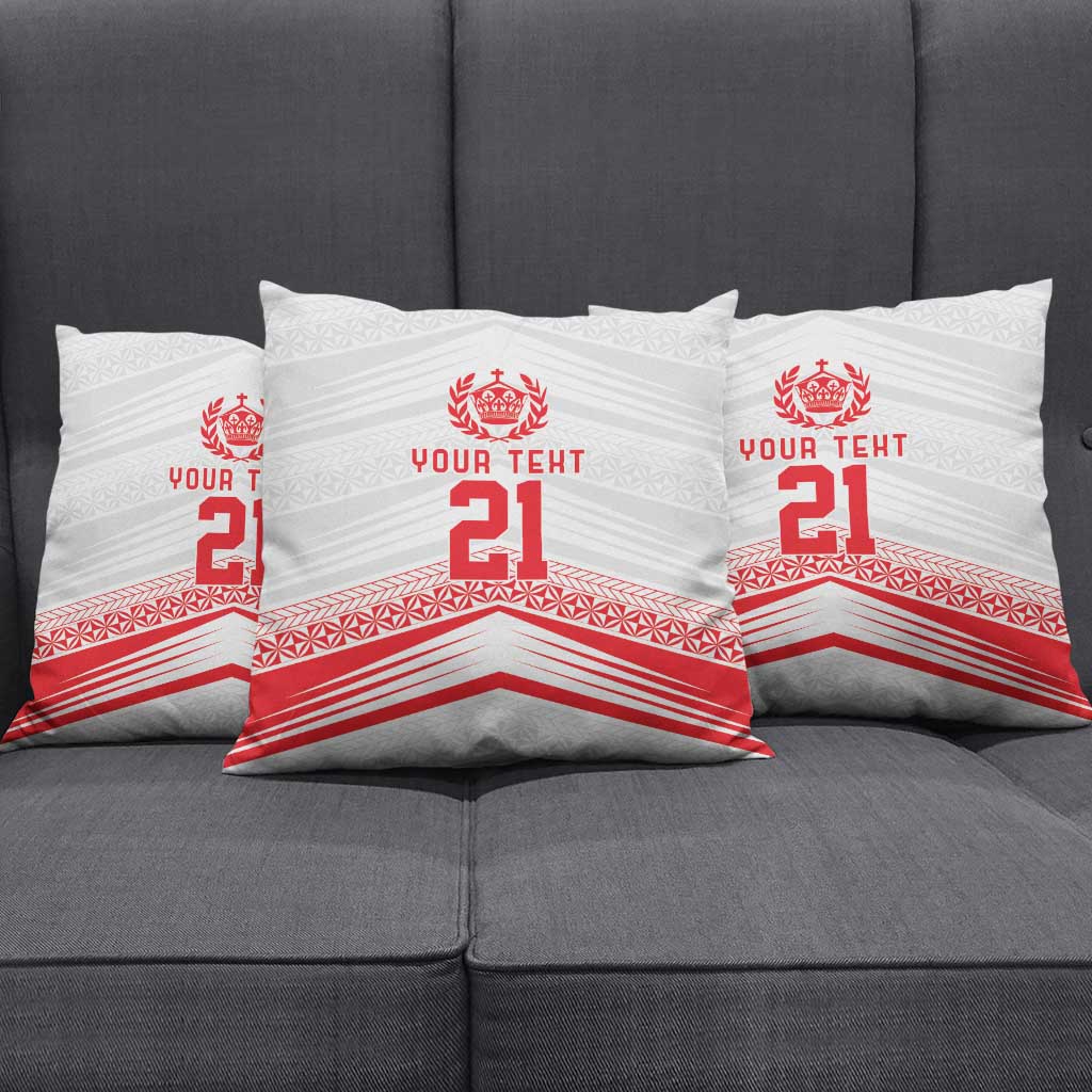 Custom Pacific Rugby Spirit Pillow Cover Tonga Ngatu Pride White Edition - Polynesian Pride