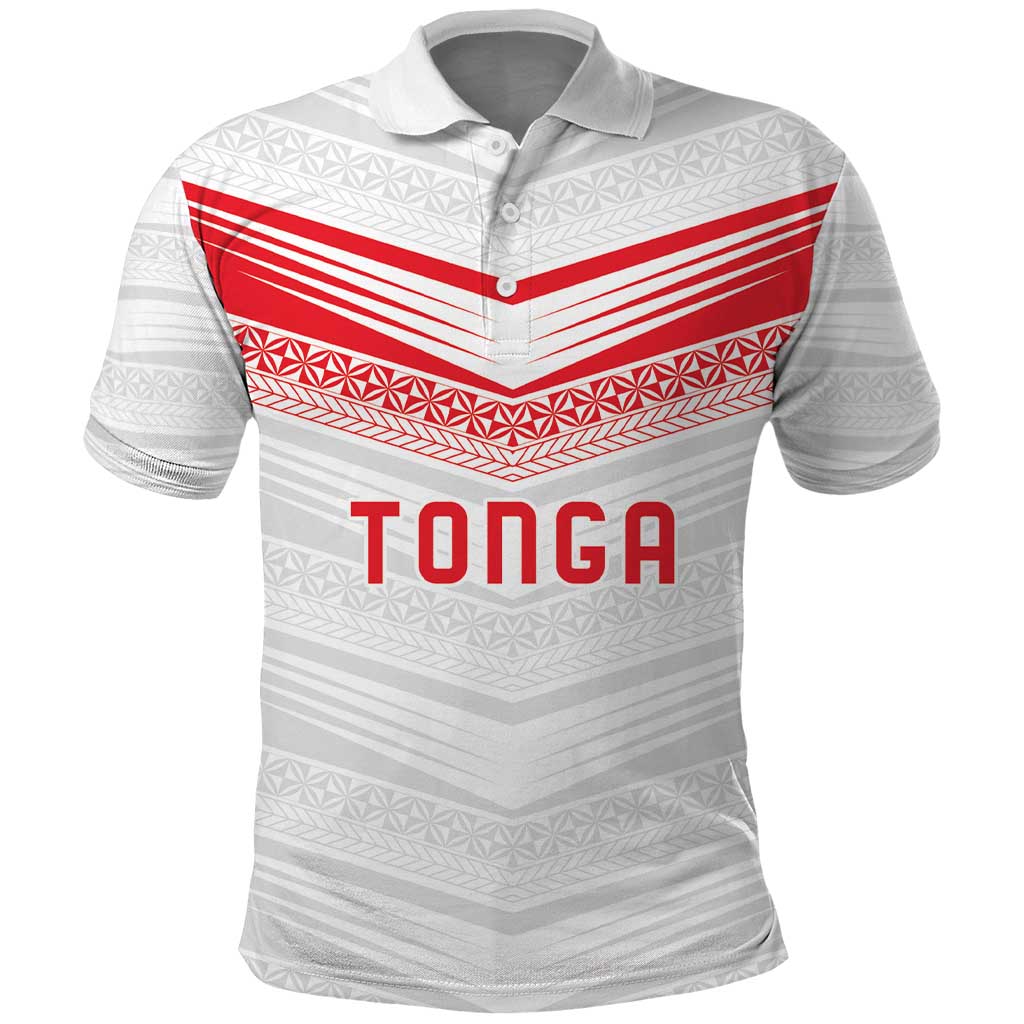 Custom Pacific Rugby Spirit Polo Shirt Tonga Ngatu Pride White Edition - Polynesian Pride