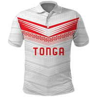 Custom Pacific Rugby Spirit Polo Shirt Tonga Ngatu Pride White Edition - Polynesian Pride