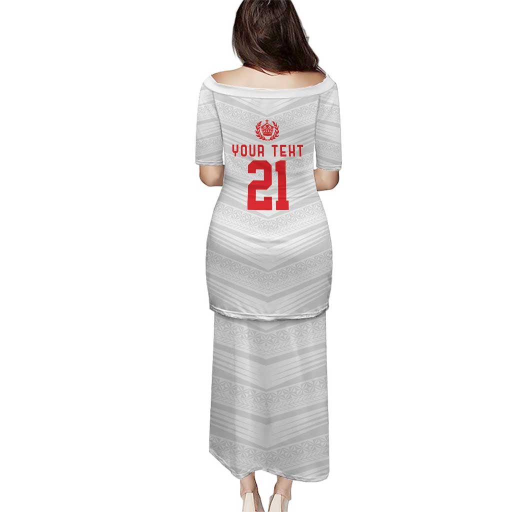 Custom Pacific Rugby Spirit Puletasi Tonga Ngatu Pride White Edition - Polynesian Pride