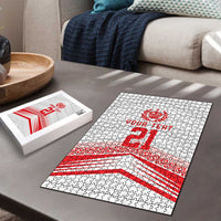 Custom Pacific Rugby Spirit Puzzle Tonga Ngatu Pride White Edition - Polynesian Pride