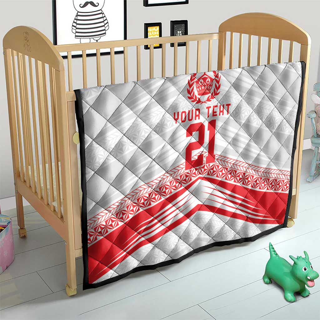 Custom Pacific Rugby Spirit Quilt Tonga Ngatu Pride White Edition - Polynesian Pride