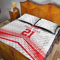 Custom Pacific Rugby Spirit Quilt Bed Set Tonga Ngatu Pride White Edition - Polynesian Pride