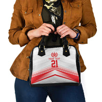 Custom Pacific Rugby Spirit Shoulder Handbag Tonga Ngatu Pride White Edition - Polynesian Pride
