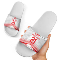 Custom Pacific Rugby Spirit Slide Sandals Tonga Ngatu Pride White Edition - Polynesian Pride