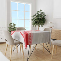 Custom Pacific Rugby Spirit Tablecloth Tonga Ngatu Pride White Edition - Polynesian Pride