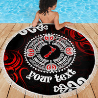 New Zealand Waitangi Day Personalised Beach Blanket Aotearoa Te Ra O Waitangi With Maori Tattoo LT9 - Polynesian Pride