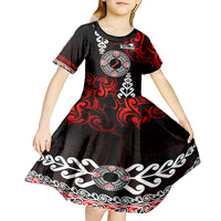 New Zealand Waitangi Day Personalised Kid Short Sleeve Dress Aotearoa Te Ra O Waitangi With Maori Tattoo LT9 - Polynesian Pride