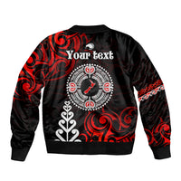 New Zealand Waitangi Day Personalised Sleeve Zip Bomber Jacket Aotearoa Te Ra O Waitangi With Maori Tattoo LT9 - Polynesian Pride