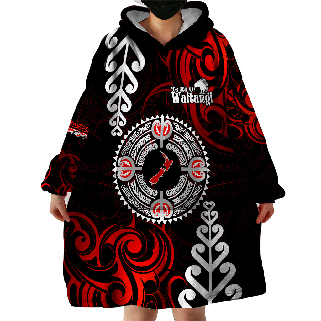 New Zealand Waitangi Day Personalised Wearable Blanket Hoodie Aotearoa Te Ra O Waitangi With Maori Tattoo LT9 - Polynesian Pride