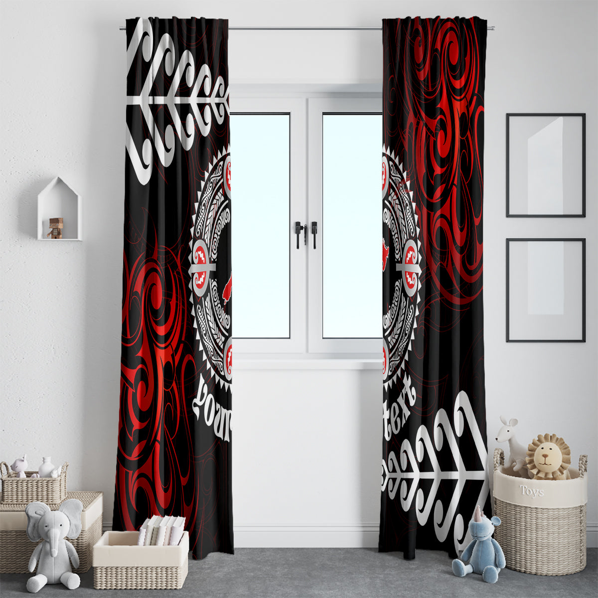 New Zealand Waitangi Day Personalised Window Curtain Aotearoa Te Ra O Waitangi With Maori Tattoo LT9 - Polynesian Pride