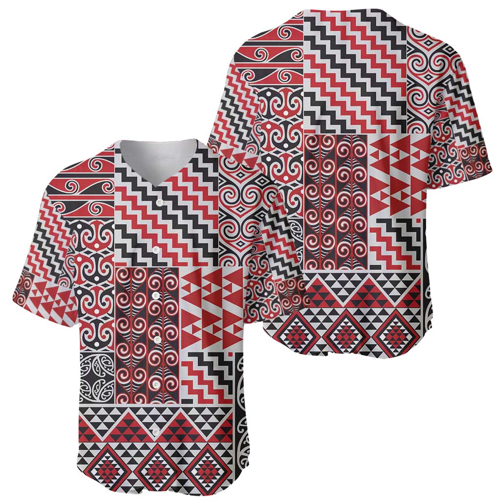 Aotearoa Kowhaiwhai Taniko Patchwork Motifs Baseball Jersey LT9 - Polynesian Pride
