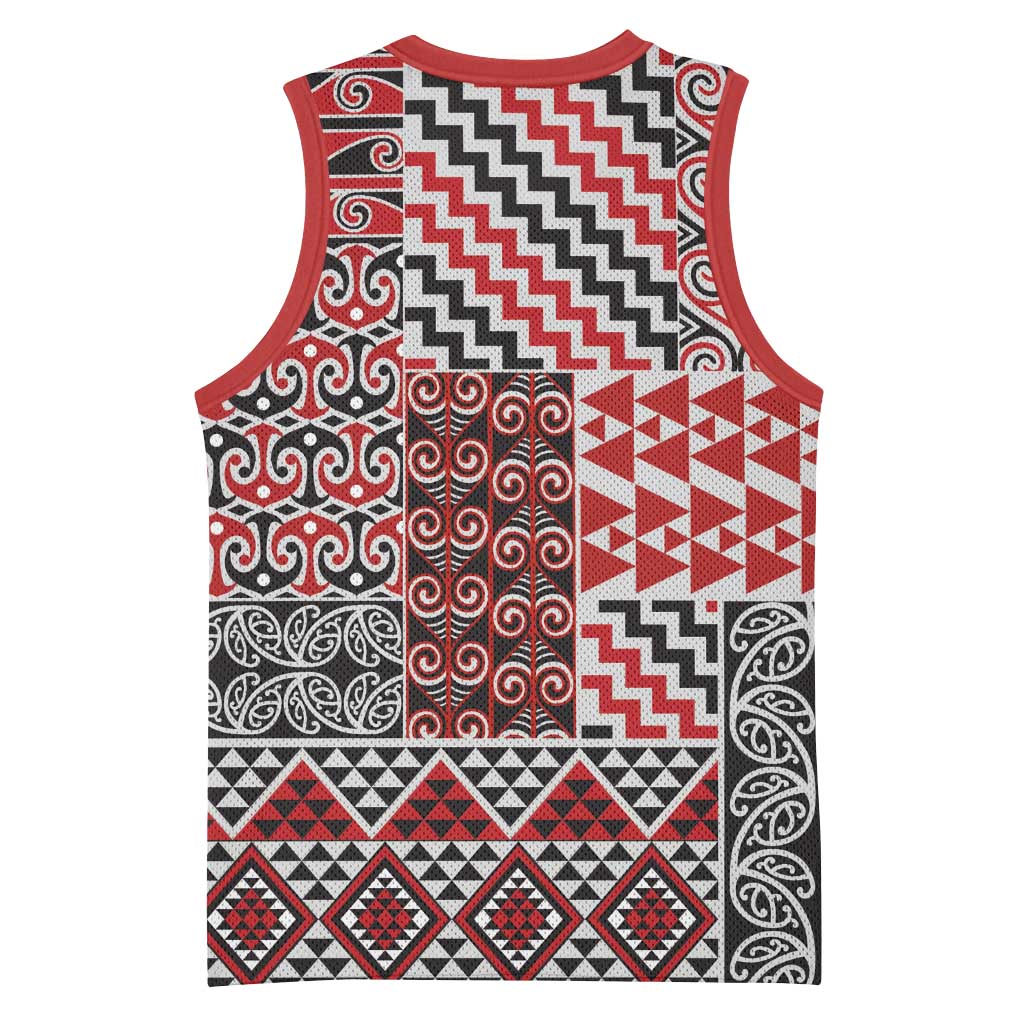 Aotearoa Kowhaiwhai Taniko Patchwork Motifs Basketball Jersey - Polynesian Pride