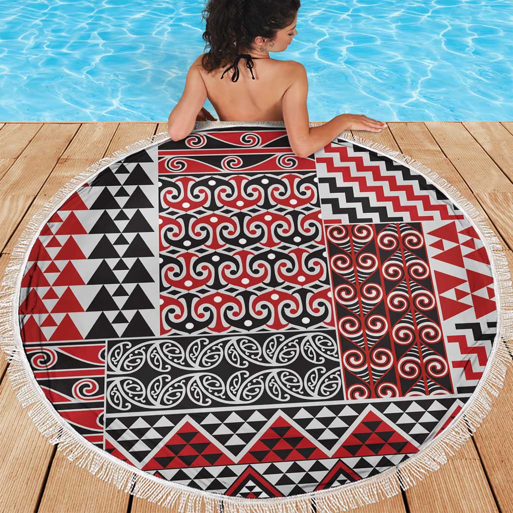 Aotearoa Kowhaiwhai Taniko Patchwork Motifs Beach Blanket