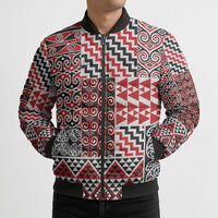 Aotearoa Kowhaiwhai Taniko Patchwork Motifs Bomber Puffer Jacket - Polynesian Pride