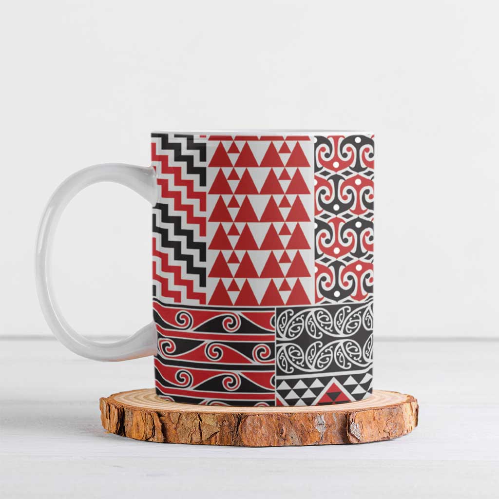 Aotearoa Kowhaiwhai Taniko Patchwork Motifs Ceramic Mug - Polynesian Pride