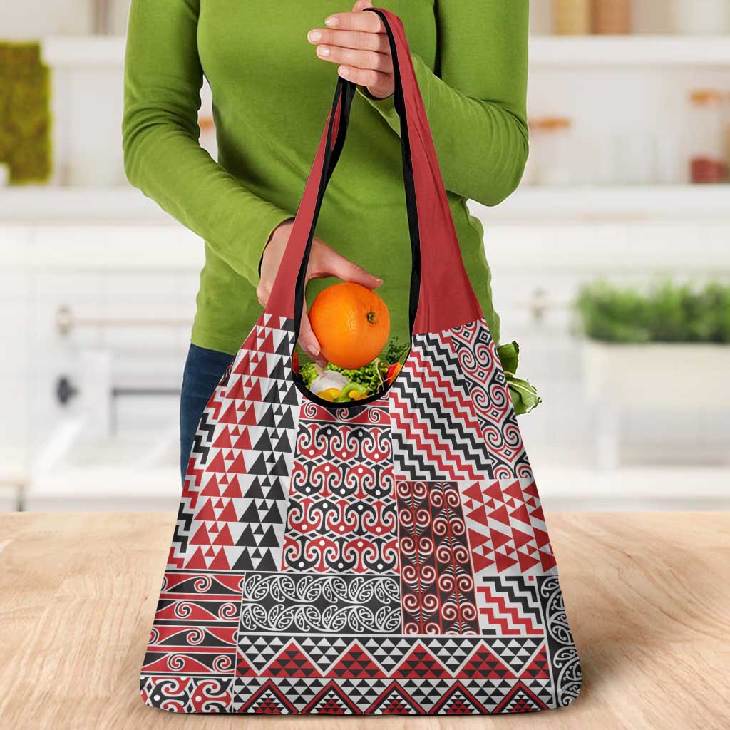 Aotearoa Kowhaiwhai Taniko Patchwork Motifs Grocery Bag
