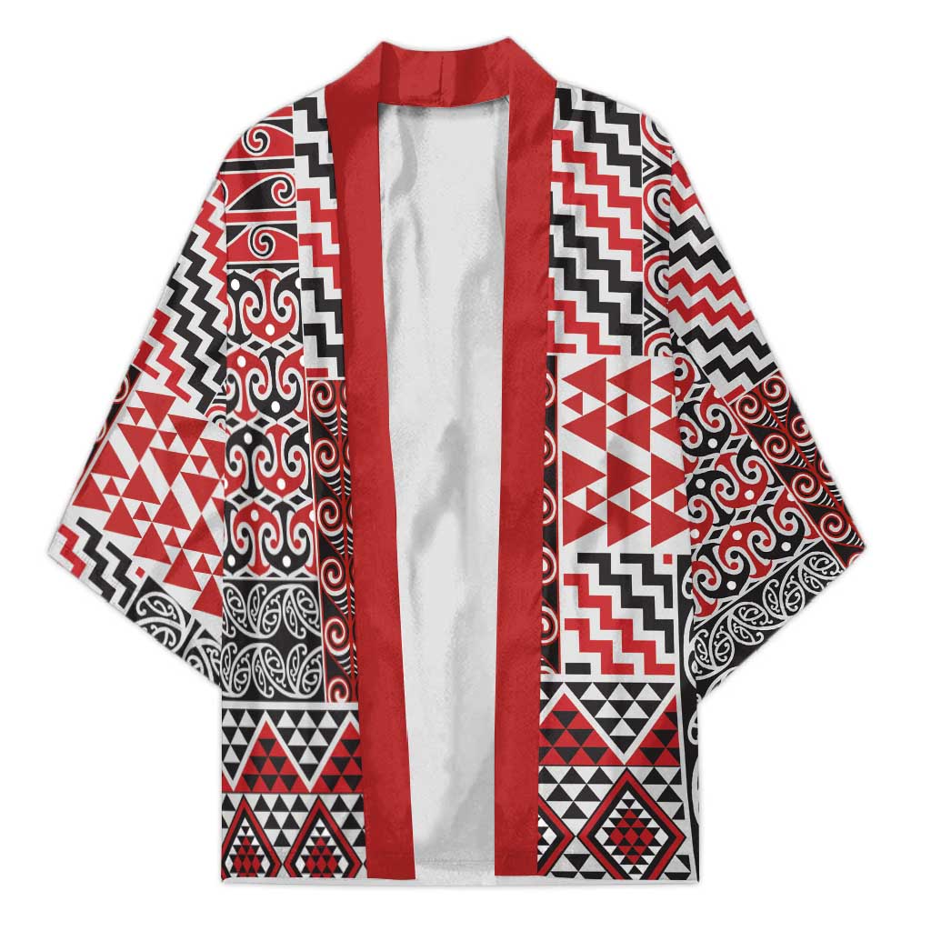 Aotearoa Kowhaiwhai Taniko Patchwork Motifs Kimono - Polynesian Pride